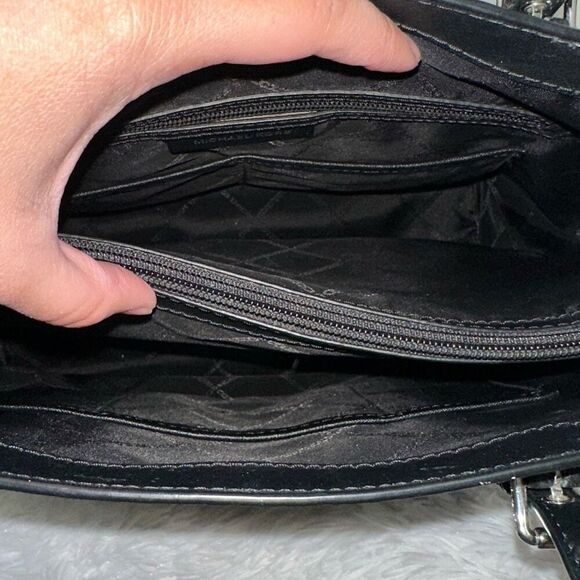 Michael Kors Voyager Large Black Leather Signature MK perforated Logo Tote Bag - Picture 6 of 14